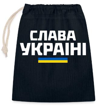 Slava ukraini - Closable cotton gift bag (25x30cm) - navy - Front