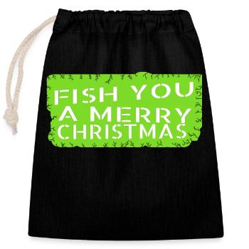 cadeau poisson bateau de pêche amour génial drôle - Sac cadeau en coton avec cordon (25 x 30 cm) - noir - Devant