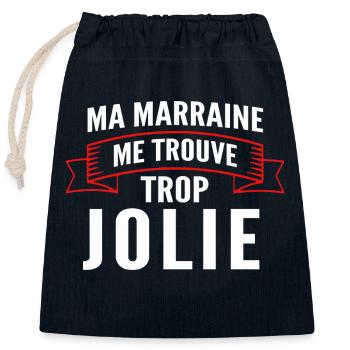 ma marraine me trouve jolie / humour filleule - Sac cadeau en coton avec cordon (25 x 30 cm) - bleu marine - Devant