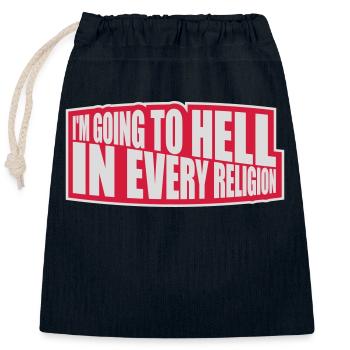 En allant en enfer - Sac cadeau en coton avec cordon (25 x 30 cm) - bleu marine - Devant