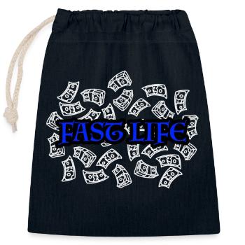 Vie rapide - Sac cadeau en coton avec cordon (25 x 30 cm) - bleu marine - Devant