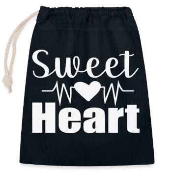 Mon coeur - Sac cadeau en coton avec cordon (25 x 30 cm) - bleu marine - Devant