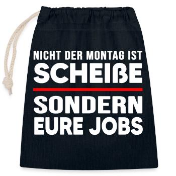 Arbeit "Job am Montag" worklife chef homeoffice - Verschließbarer Geschenkbeutel aus Baumwolle (25x30cm) - Navy - Vorne