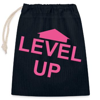 Level Up rose flèche - Sac cadeau en coton avec cordon (25 x 30 cm) - bleu marine - Devant