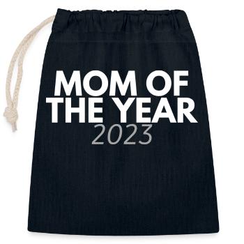 Mom of the Year - Closable cotton gift bag (25x30cm) - navy - Front