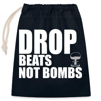 Drop beats quote - Closable cotton gift bag (25x30cm) - navy - Front