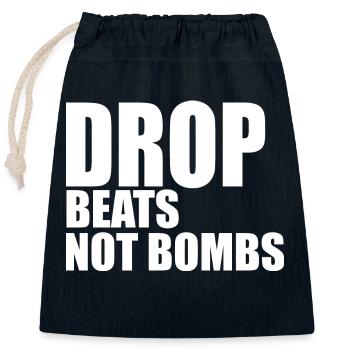 Drop beats not bombs - Closable cotton gift bag (25x30cm) - navy - Front