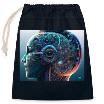 Mechanical brain of a human being - Closable cotton gift bag (25x30cm) - navy - Front