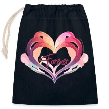 L’AMOUR POUR TOUJOURS - Sac cadeau en coton avec cordon (25 x 30 cm) - bleu marine - Devant