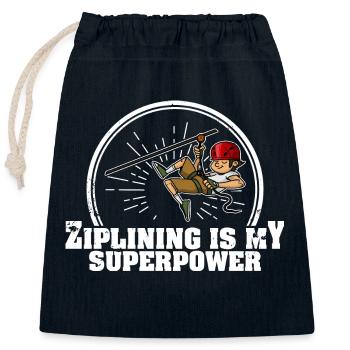 Zipline Saying Gift Zip Lines Mountains - Closable cotton gift bag (25x30cm) - navy - Front