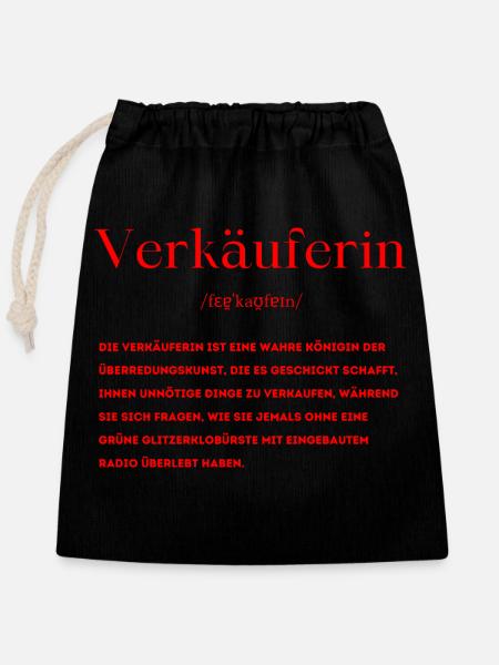 Verkäuferin Definition - Verschließbarer Geschenkbeutel aus Baumwolle (25x30cm) - Schwarz