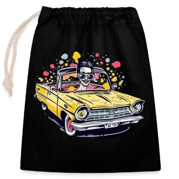 Eric en cabriolet - Sac cadeau en coton avec cordon (25 x 30 cm) - noir - Devant