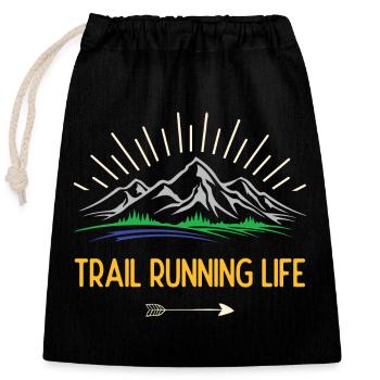 Trailrunning-Leben - Verschließbarer Geschenkbeutel aus Baumwolle (25x30cm) - Schwarz - Vorne