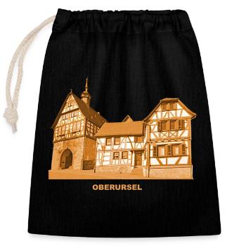 Oberursel Taunus Hochtaunus Hessen - Verschließbarer Geschenkbeutel aus Baumwolle (25x30cm) - Schwarz - Vorne