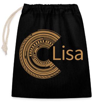Pour Lisa - Sac cadeau en coton avec cordon (25 x 30 cm) - noir - Devant