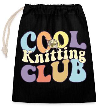 Cool Knitting Club Crocheting Lovers Knitter - Verschließbarer Geschenkbeutel aus Baumwolle (25x30cm) - Schwarz - Vorne