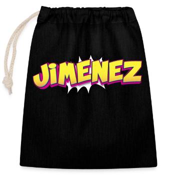 Jimenez Nom personnalisé Style bande dessinée Pop Art, - Sac cadeau en coton avec cordon (25 x 30 cm) - noir - Devant