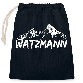 La grande montagne Watzmann dessinée avec des lettres - Sac cadeau en coton avec cordon (25 x 30 cm) - bleu marine - Devant