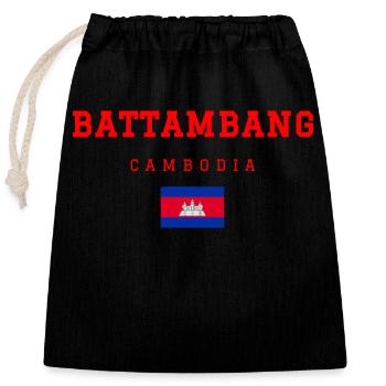 Battambang, Cambodia - Closable cotton gift bag (25x30cm) - black - Front