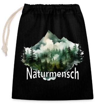 Naturmensch Geschenk Wandern Dorfkinder Berg Motiv - Verschließbarer Geschenkbeutel aus Baumwolle (25x30cm) - Schwarz - Vorne