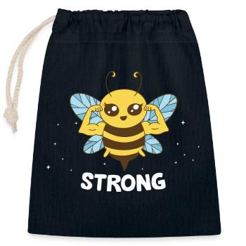 Bee Strong - Closable cotton gift bag (25x30cm) - navy - Front