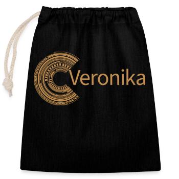 Für Veronika - Verschließbarer Geschenkbeutel aus Baumwolle (25x30cm) - Schwarz - Vorne