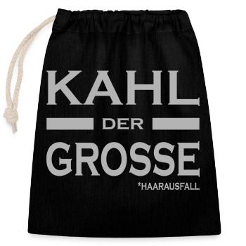 Kahl der Grosse - Haare-Glatze-lustige Sprüche V1 - Verschließbarer Geschenkbeutel aus Baumwolle (25x30cm) - Schwarz - Vorne