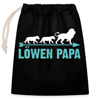 Vater Löwen Papa - Verschließbarer Geschenkbeutel aus Baumwolle (25x30cm) - Schwarz - Vorne