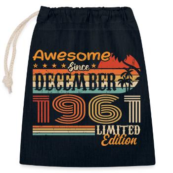 Retro Vintage Legendary Birthday December 1961 - Closable cotton gift bag (25x30cm) - navy - Front