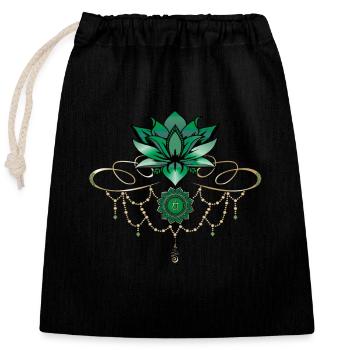 Chakras du lotus vert unalome - Sac cadeau en coton avec cordon (25 x 30 cm) - noir - Devant