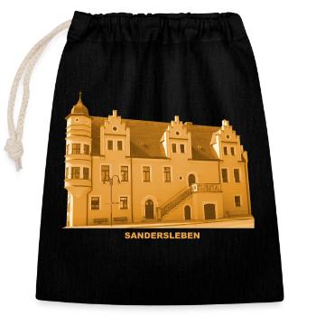 Sandersleben Rathaus Arnstein Harz Sachsen-Anhalt - Verschließbarer Geschenkbeutel aus Baumwolle (25x30cm) - Schwarz - Vorne
