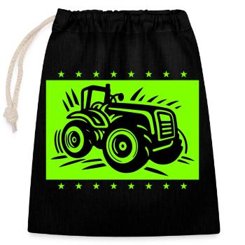 Traktor Farmer Bauer Icon - Verschließbarer Geschenkbeutel aus Baumwolle (25x30cm) - Schwarz - Vorne