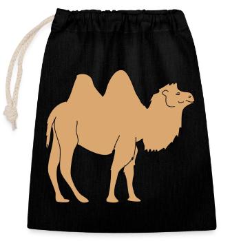 camel - Closable cotton gift bag (25x30cm) - black - Front