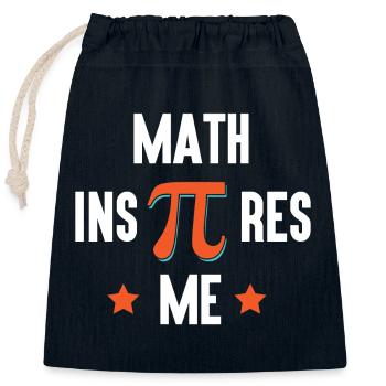 Pi Day - Math Inspires Me - Closable cotton gift bag (25x30cm) - navy - Front