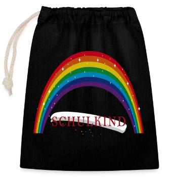 Back to School Rainbow Schoolchild - Closable cotton gift bag (25x30cm) - black - Front