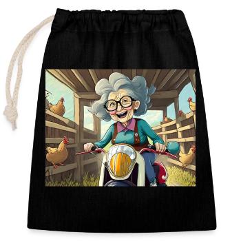 german nursery rhymes illustrated comic Grandma - Closable cotton gift bag (25x30cm) - black - Front