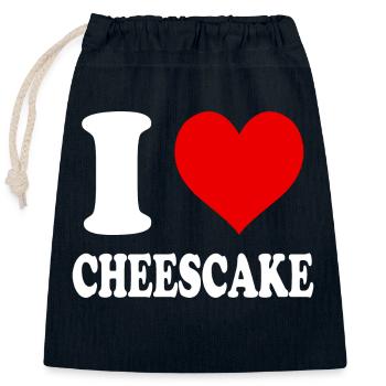 Ich liebe Cheescake Herz Lustig Witzig - Verschließbarer Geschenkbeutel aus Baumwolle (25x30cm) - Navy - Vorne