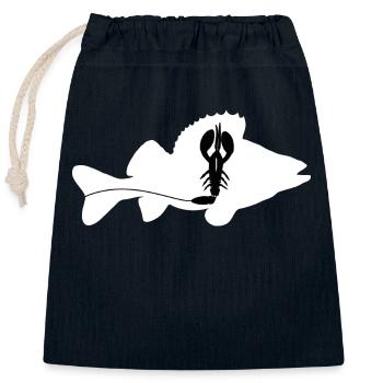 Perch with Creature Bait - white - Closable cotton gift bag (25x30cm) - navy - Front