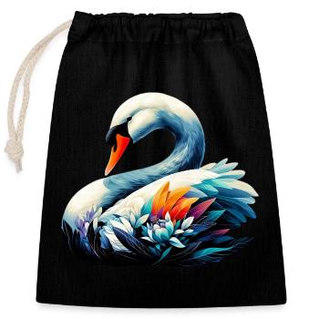 Swan - Closable cotton gift bag (25x30cm) - black - Front
