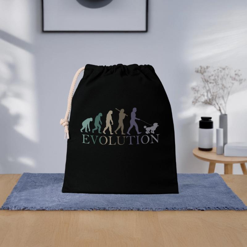 CANICHE ÉVOLUTION Sac cadeau en coton avec cordon (25 x 30 cm)