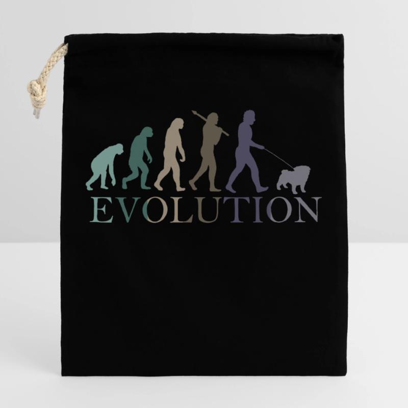 DIE EVOLUTION DES MOPSES Verschließbarer Geschenkbeutel aus Baumwolle (25x30cm)