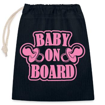 Bébé à bord - Sac cadeau en coton avec cordon (25 x 30 cm) - bleu marine - Devant