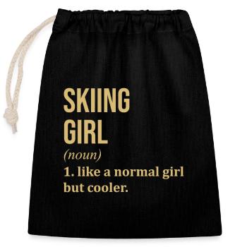 Ski - Sac cadeau en coton avec cordon (25 x 30 cm) - noir - Devant