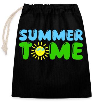 Summer Time - Closable cotton gift bag (25x30cm) - black - Front