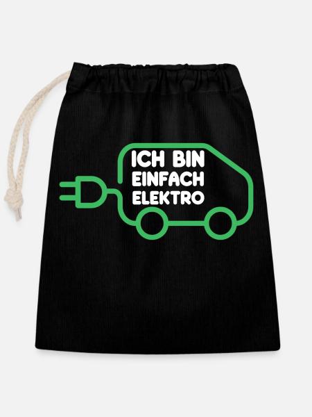 Ich bin einfach Elektro lustige Elektroauto Sprüch - Verschließbarer Geschenkbeutel aus Baumwolle (25x30cm) - Schwarz