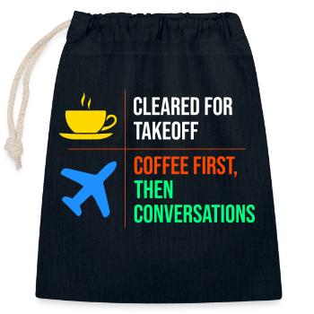 Air Traffic Controller Coffee ATC Aviation Humor - Closable cotton gift bag (25x30cm) - navy - Front