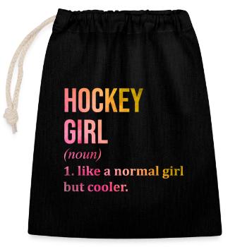 Hockey - Verschließbarer Geschenkbeutel aus Baumwolle (25x30cm) - Schwarz - Vorne