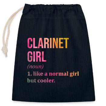 Clarinet - Closable cotton gift bag (25x30cm) - navy - Front