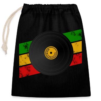 Disque de Dub Reggae - Sac cadeau en coton avec cordon (25 x 30 cm) - noir - Devant