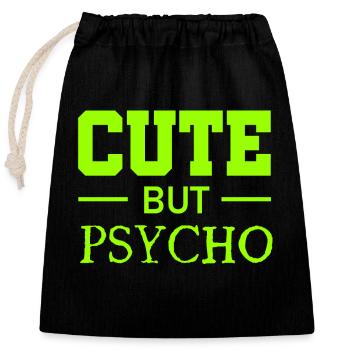 Mignon mais psychopathe - Doux mais fou - Fou - Sac cadeau en coton avec cordon (25 x 30 cm) - noir - Devant